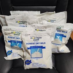 9 Bags of Mountain Maid Instant Nonfat Dry Milk Powder 12.8oz Ea Price Is For All 9