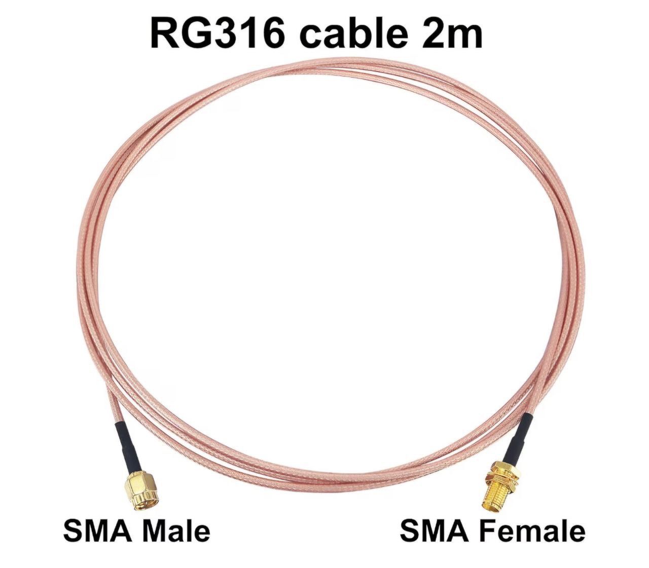 SMA Female Bulkhead Mount to SMA Male RG316 Antenna Extension Cable 2m 6.5 feet 2-Pack for 4G LTE Router Gateway Cellular SDR USB Dongle Receiver
