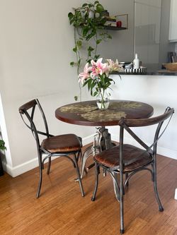 Luxury round dining room set with 3 chairs