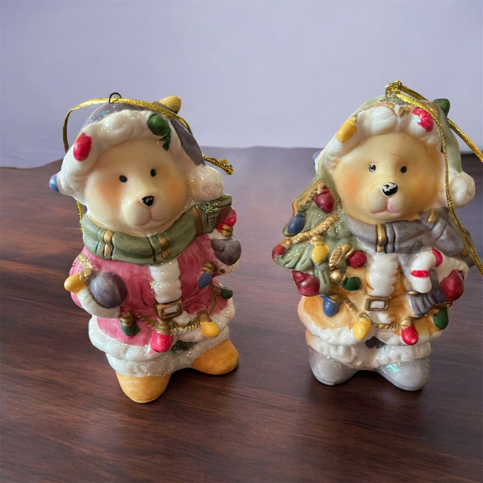 Vintage 90’s | Holiday Teddy Bears Tree Ornaments | Set Of 2
