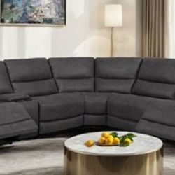 Brand New Grey Super Plush Power Reclining Sectional Sofa 