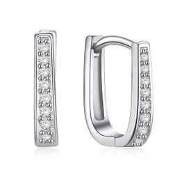 STERLING SILVER CRYSTAL OVAL HOOP EARRINGS