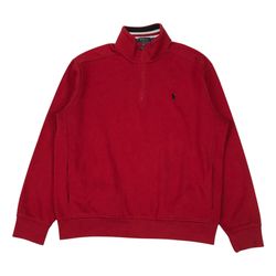 Polo Ralph Lauren 1/4 Zip Pullover Men Large L Red Sweatshirt Crewneck Mock Neck