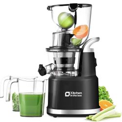 Cold Press Juicer Machines, Kitchen in the Box Slow Masticating Juicers Machine,3.26inch Large Wide Feed Chute Fit Whole Fruits & Vegetables,BPA Free,