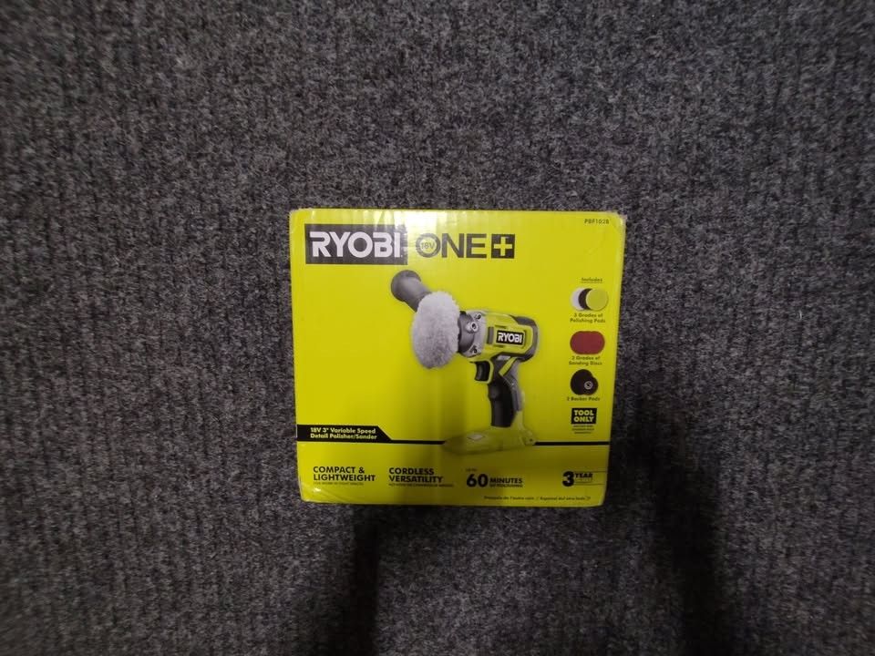 NEW RYOBI PBF102B 18V ONE+ 3 INCH VARIABLE SPEED DETAIL POLISHER & SANDER WITH ACCESSORIES