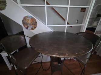 Round Metal Bar Height Bistro Table with 2 Chairs