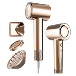 PRITECH High-Speed Ionic Hair Dryer with Diffuser,200M Negative Ions with Hair Oil-Infused Blowout Gilded Pro Blow Dryer,1500W Brushless Motor 5X Fast