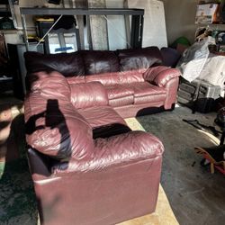 Burgundy Leather Sofa And Love Seat