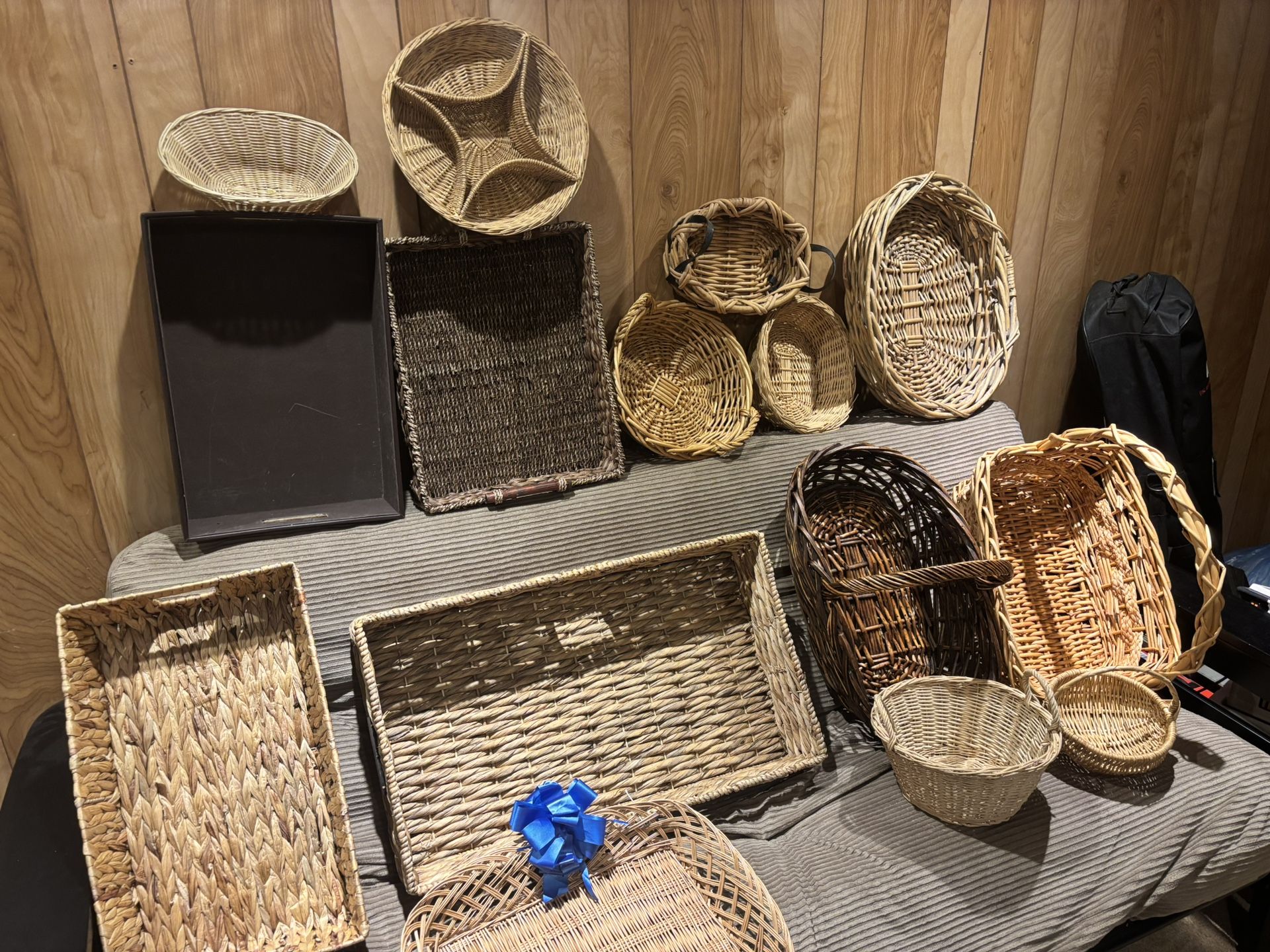 15 Piece Basket Collection W/clear Wrap And Ribbon
