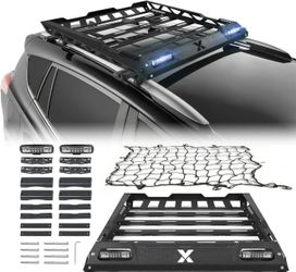 55"X41" Roof Racks & Cargo Carriers Basket With 2 Pcs LED Light Bars & Net | Yzona
