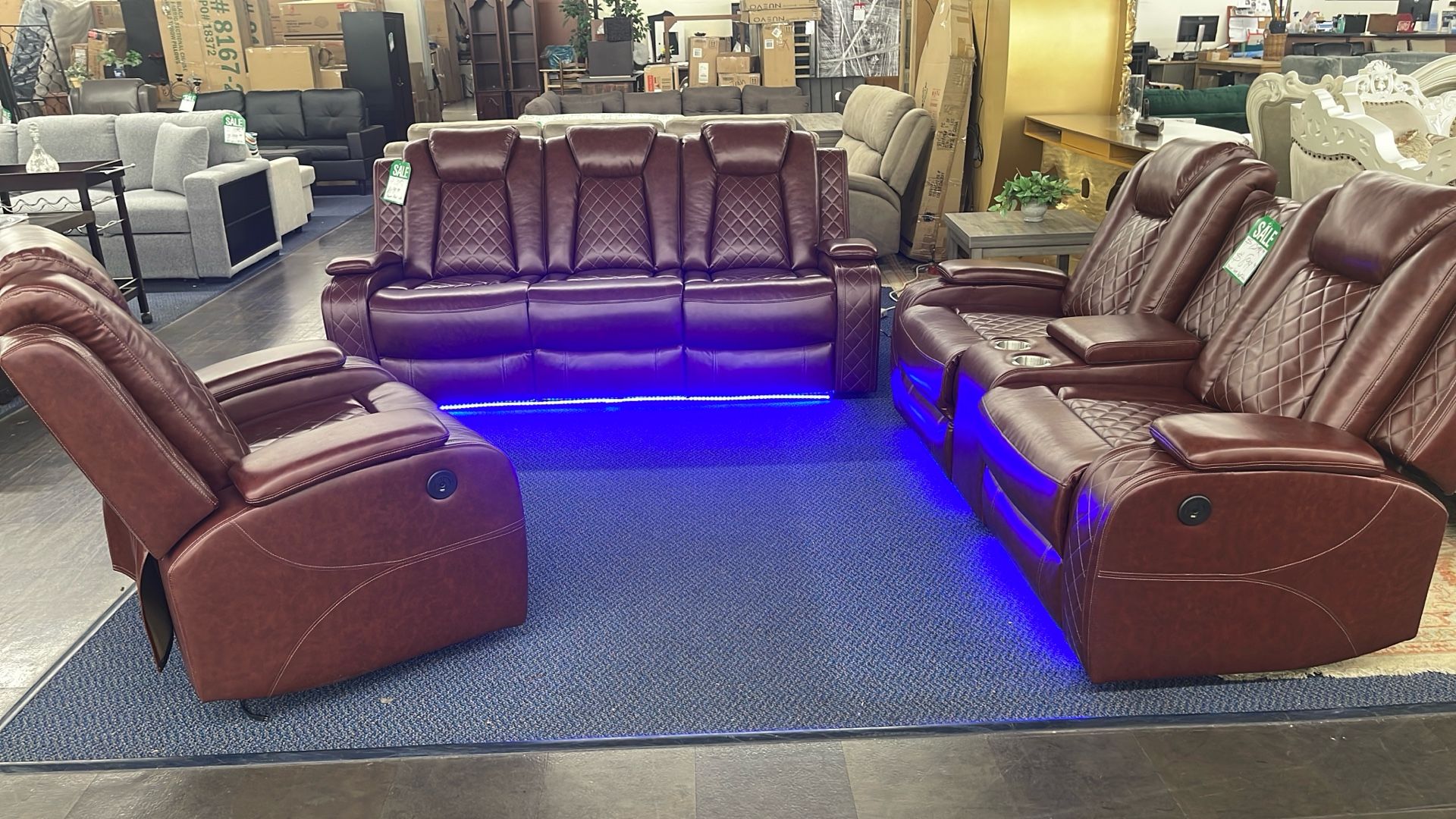 Power 3pieces Sofa, Loveseat And Chair Recliner Set