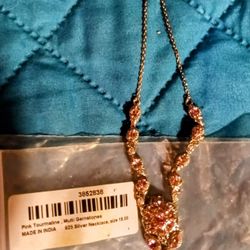 Pink Tourmaline & Sterling Silver Necklace 