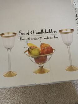 Set Of Three Candleholders (Never Used)
