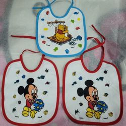 Vintage Pooh And Mickey Baby Bibs
