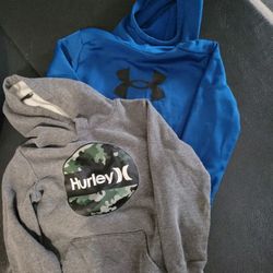 Large Boys Pull Over Sweat Shirts Size 10/12 Underamour/Hurley