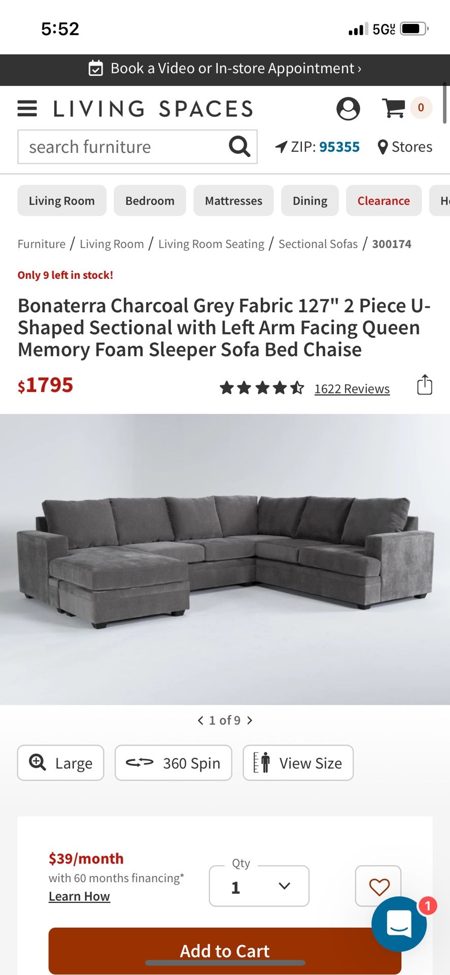 Charcoal Grey Sectional Sofa