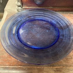 Vintage cobalt blue depression glass bread and butter plates, set of 2