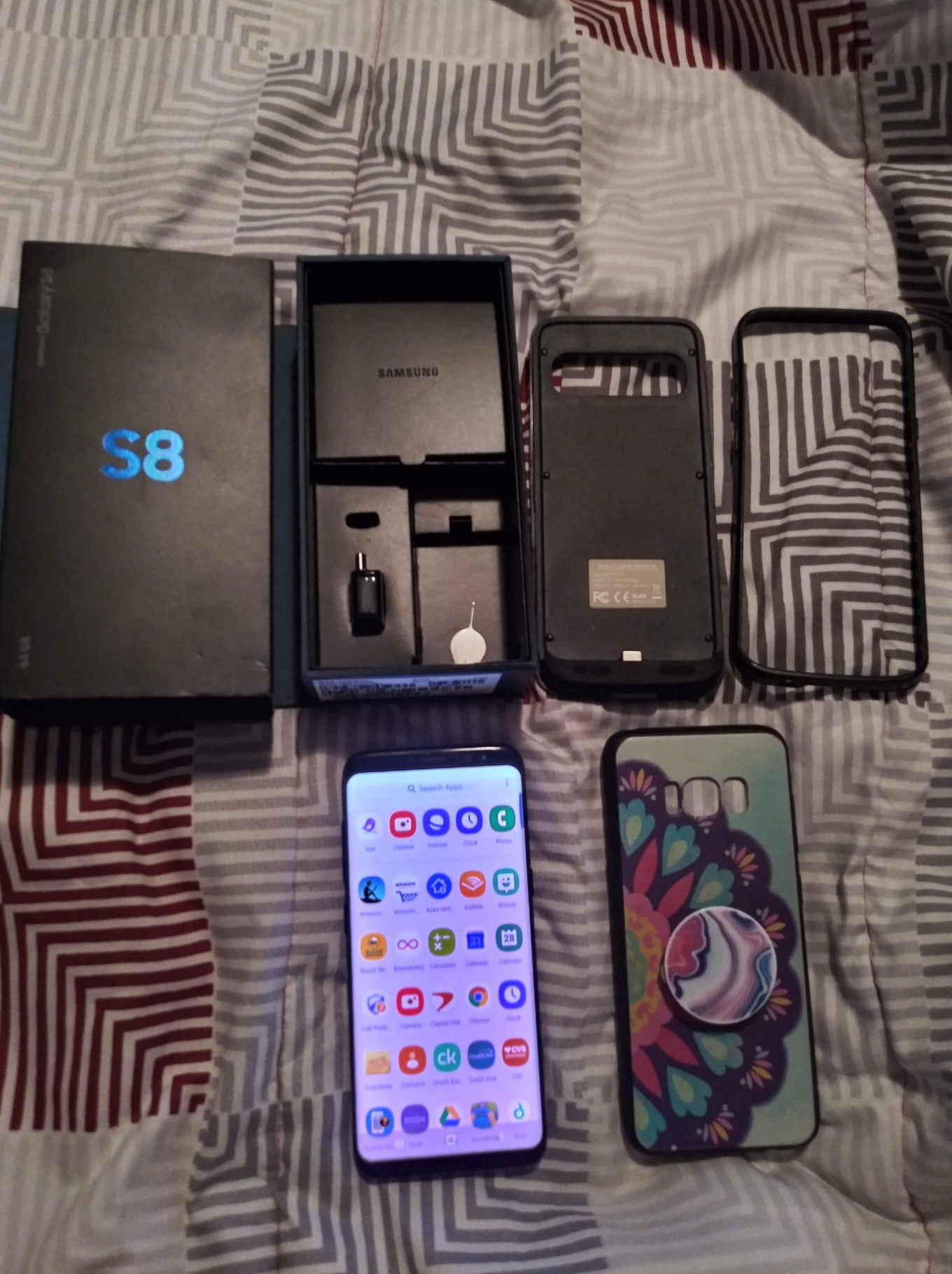 Samsung s8 galaxy 64gb phone case and case charger