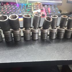 Snap On 10pc Semi Deep Impact Swivels Metric 3/8 Drive 10-19