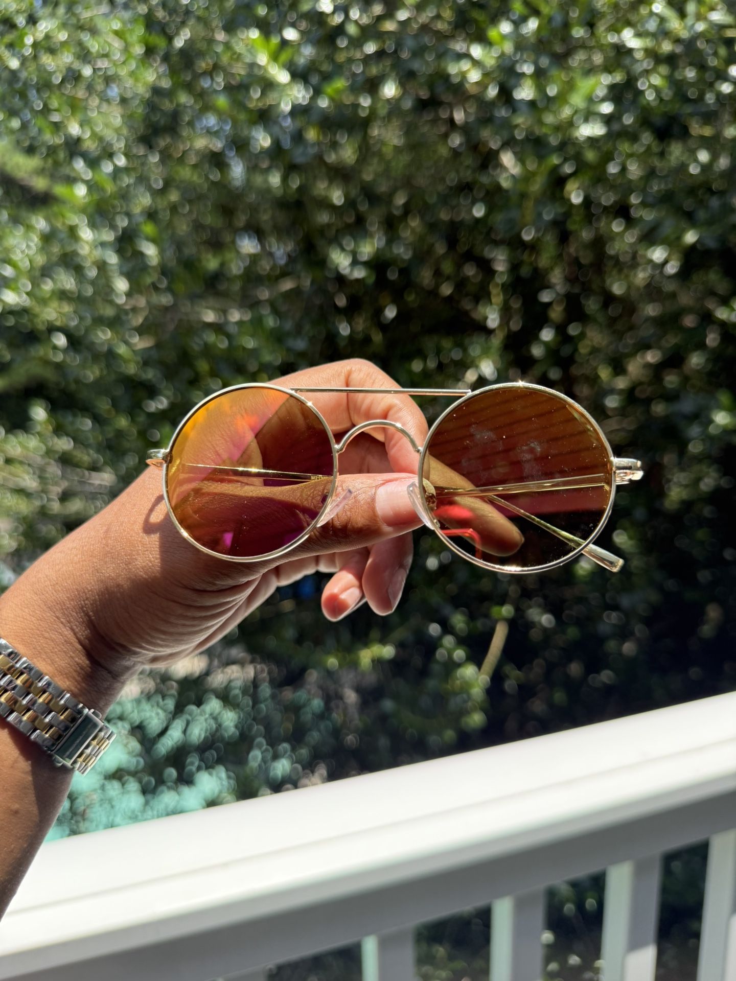 Round Gold Sunglasses with Tinted Lenses