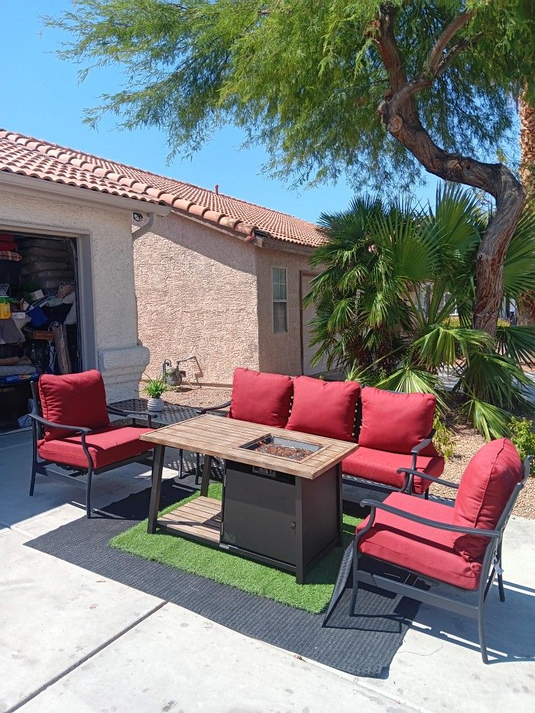 Patio Set Fire Pit And Furniture Set With Cushions