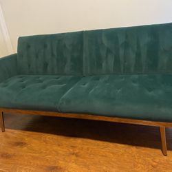 Green Velvet Futon Couch 
