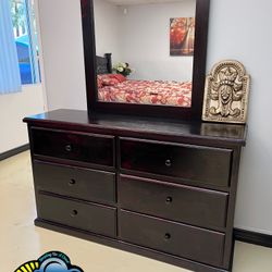 Dresser Cherry With Mirror New Drawer Cajonera 