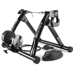 Bike Trainer, Magnetic Bicycle Stationary Stand for Indoor Exercise Riding, 26-29" & 700C Wheels, Quick Release Skewer & Front Wheel Riser Block Inclu
