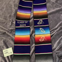 Embroidered Serape Stole Grad Gift Class Of 2024