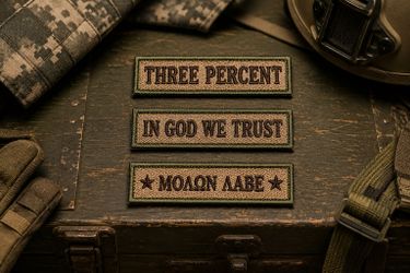 Tactical Morale Patch Set – “Three Percent” / “In God We Trust” / “Molon Labe” – Hook & Loop Backing