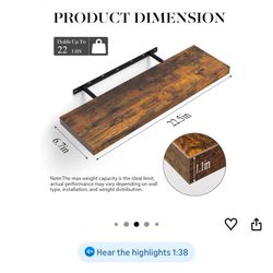BAYKA Floating Shelves 22.5 Inches Rustic Wood.