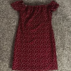 Maroon And White Off The Shoulder Heart Dress