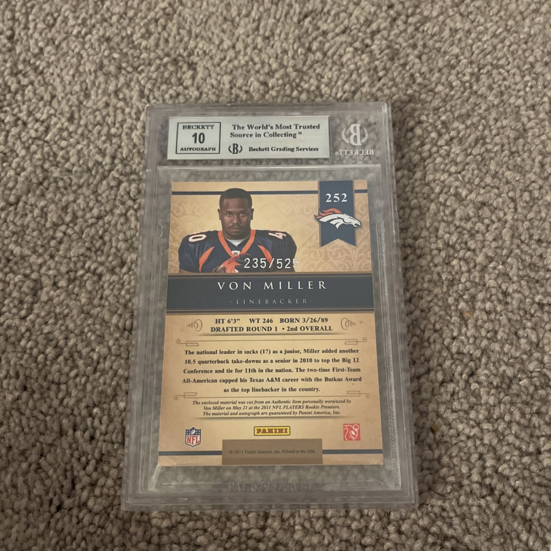 Numbered Von Miller, rookie Pro bowl jersey piece for Sale in Parker, CO -  OfferUp