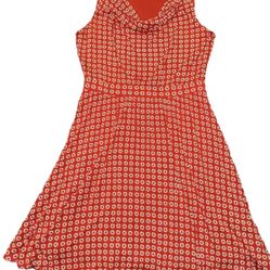 Anthropologie Dress Medium Womens Maeve Red Floral Drape Neck Midi