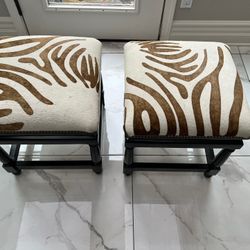Zebra Hide Footstools/Ottomans