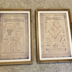 Baseball And Basketball Wall Art