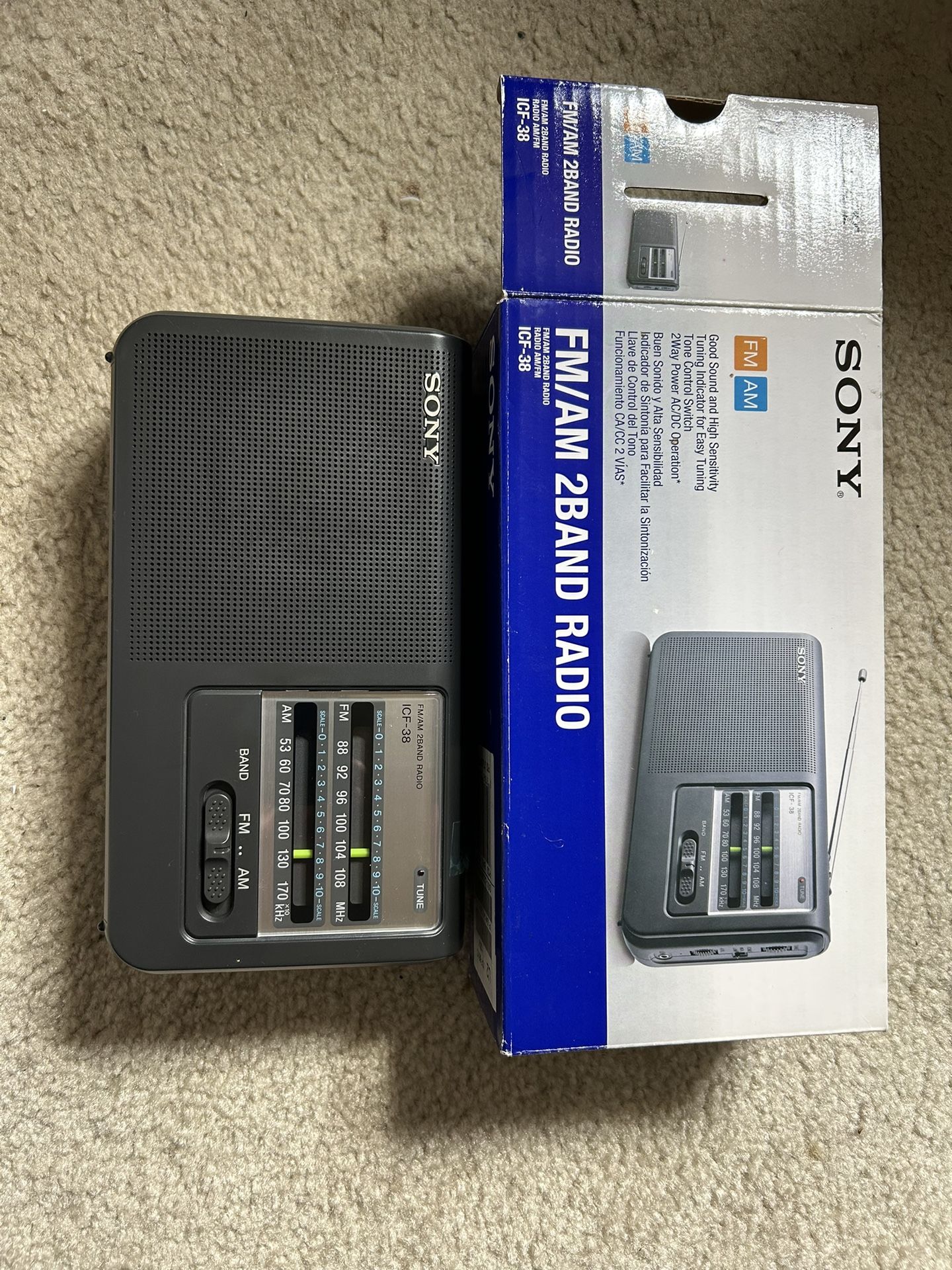 Sony ICF-38 Portable AM/FM 2 Band Radio