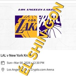Lakers vs Knicks 4 Tickets Mar 8th Section 321 Row 6 $225 EA 