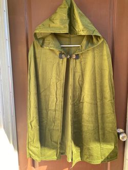Green Hooded Cape with Metal Clasp