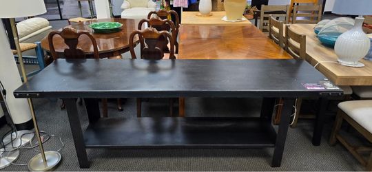 Black Industrial Console Table with Lower Shelf