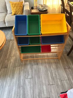 Kids Wooden Toy Storage Organizer with 9 Bins