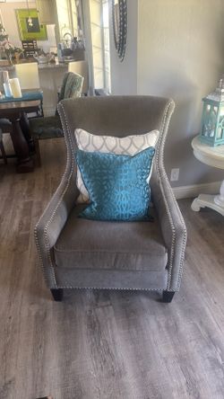 Taupe with silver stud club chairs 2 set