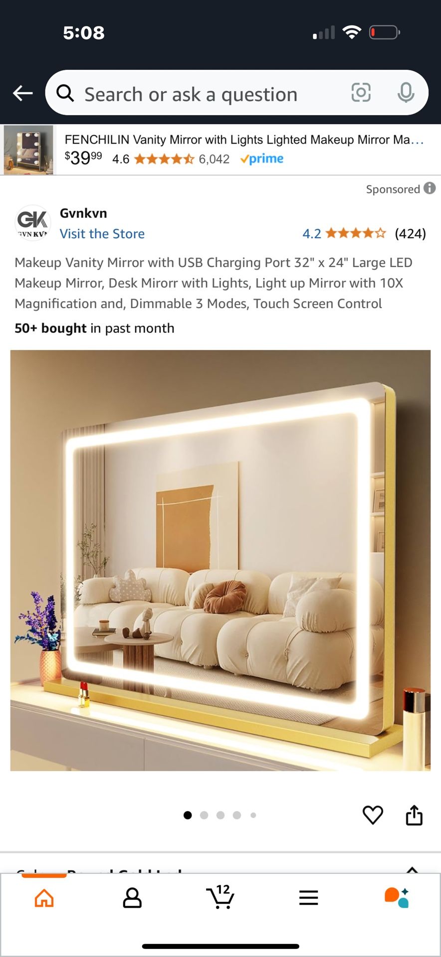 Makeup Vanity Mirror with USB Charging Port 32" x 24" Large LED Makeup Mirror, Desk Mirorr with Lights, Light up Mirror with 10X Magnification and, Di
