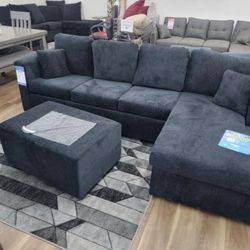 New Black Or Gray Sectional And Ottoman Sofa Couch 