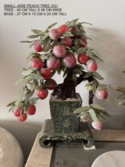 Small Carved Jade-Style Peach Trees, Pair or Individual
