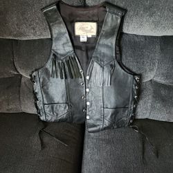 Boys Black Leather Vest Size XS No Pet/ Smoking Household