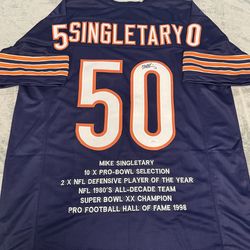 Mike Singletary Autographed Signed Chicago Bears STAT Jersey JSA COA
