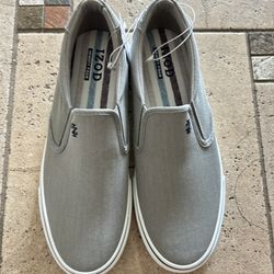NWT Izod Men's Light Gray Canvas Slip-On Loafers Size 11