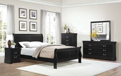 Queen Set 5 Pcs Black Color Sleight Bed