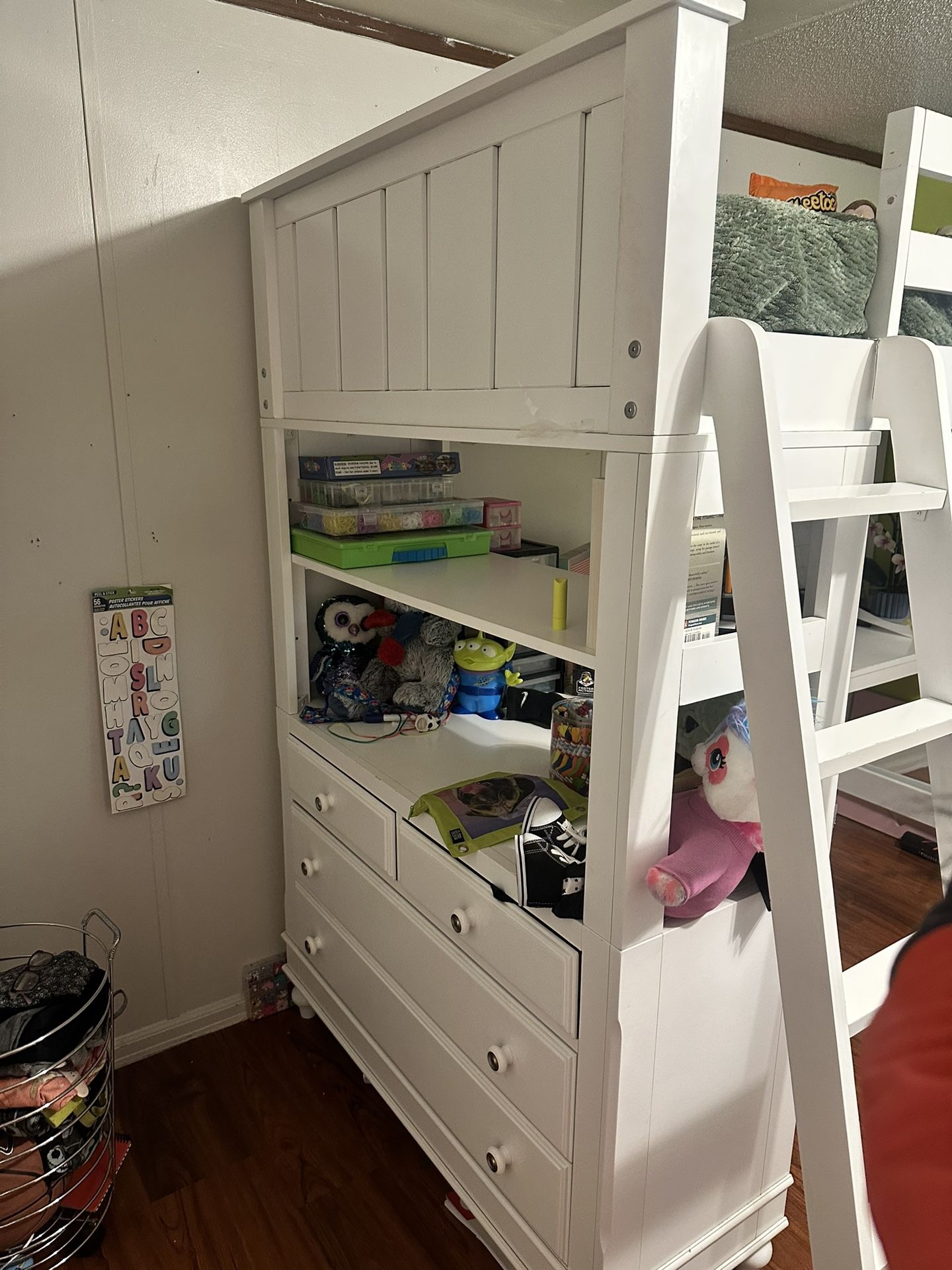 White Loft Bed With Drawers And Desk
